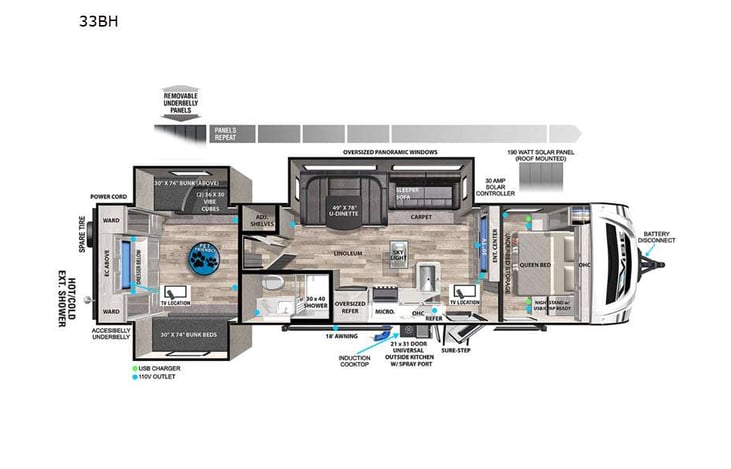 Representative floor plan provided by a trusted RVshare partner.
