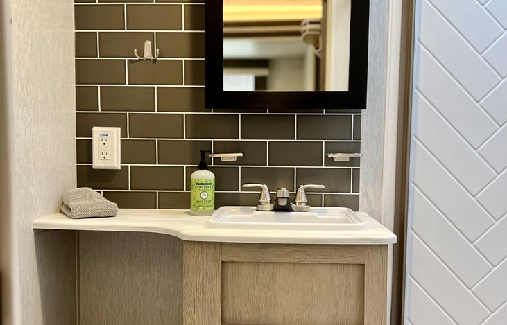 Sleek and functional bathroom with good size storage