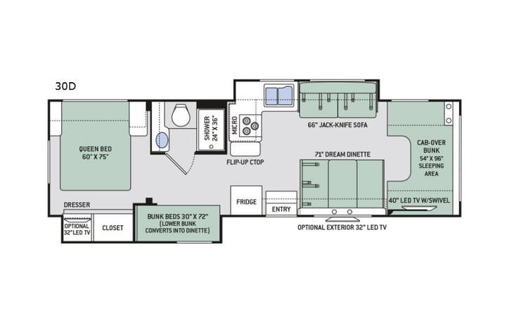 Representative floor plan provided by a trusted RVshare partner.