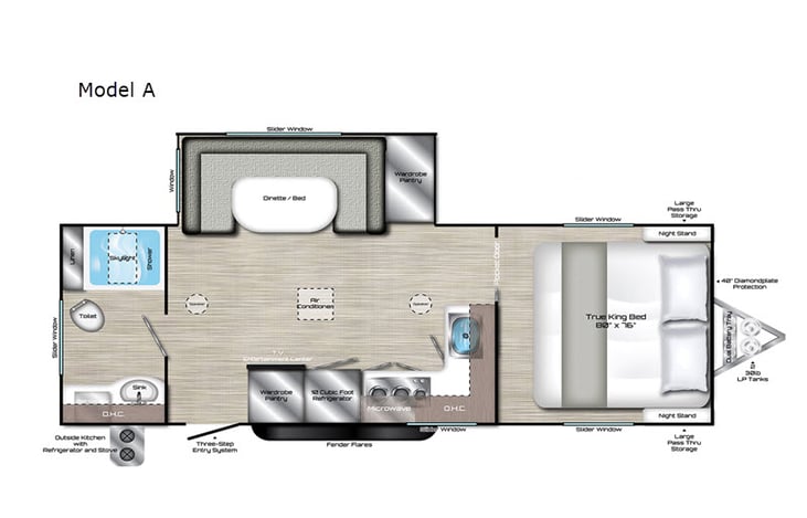 Representative floor plan provided by a trusted RVshare partner.