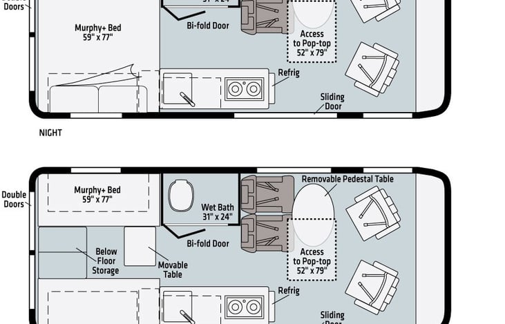 A well organized floor plan, with loads of storage and (almost) all the comforts of home.  But the best part is where you take it... Adventure awaits!