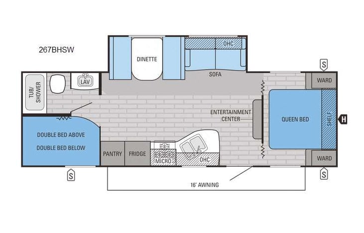 Representative floor plan provided by a trusted RVshare partner.