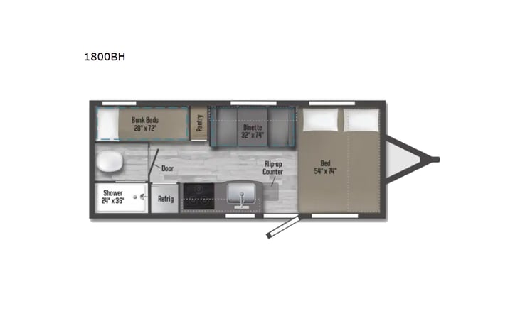 Representative floor plan provided by a trusted RVshare partner.