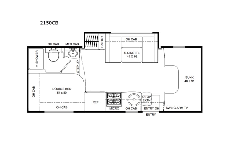 Representative floor plan provided by a trusted RVshare partner.