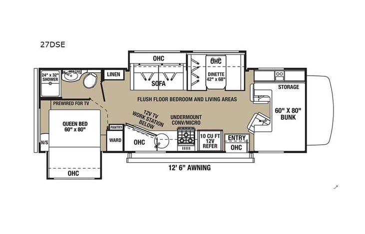 Representative floor plan provided by a trusted RVshare partner.