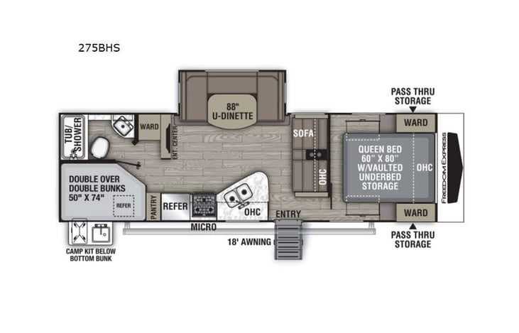 Representative floor plan provided by a trusted RVshare partner.