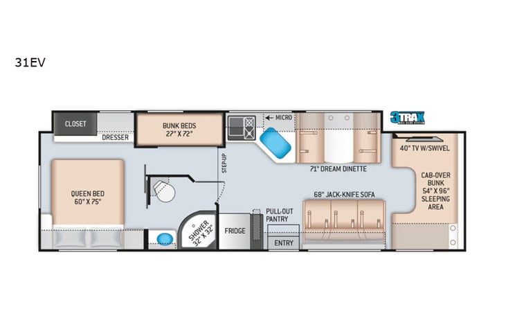 Representative floor plan provided by a trusted RVshare partner.