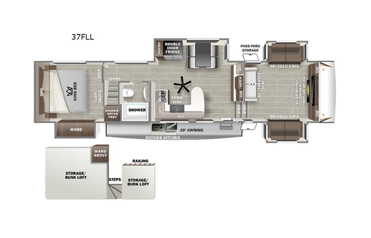 Representative floor plan provided by a trusted RVshare partner.