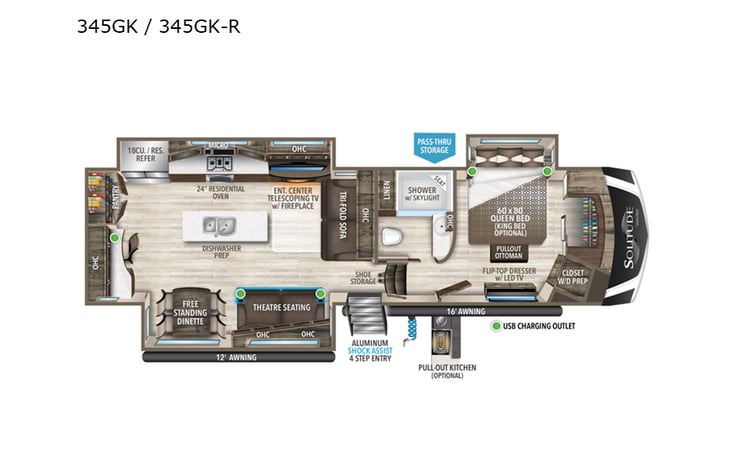 Representative floor plan provided by a trusted RVshare partner.