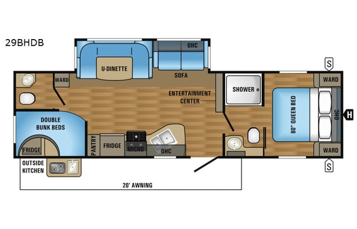 Representative floor plan provided by a trusted RVshare partner.