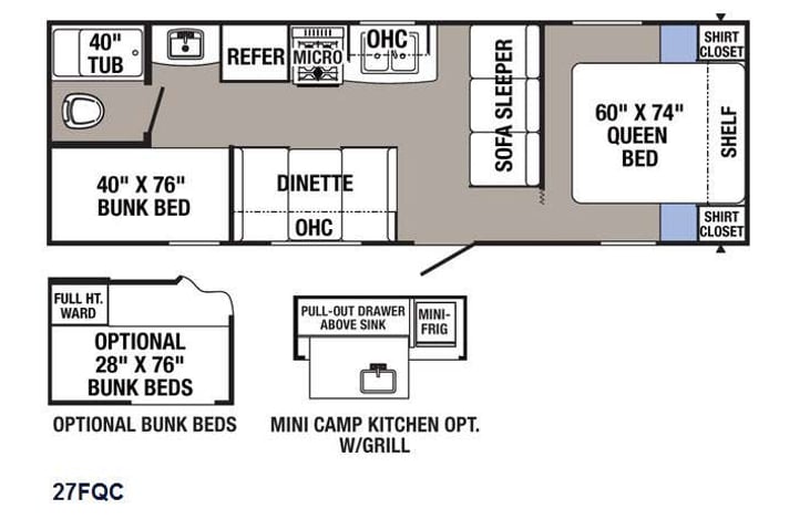 Representative floor plan provided by a trusted RVshare partner.