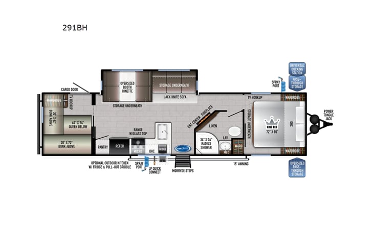 Representative floor plan provided by a trusted RVshare partner.