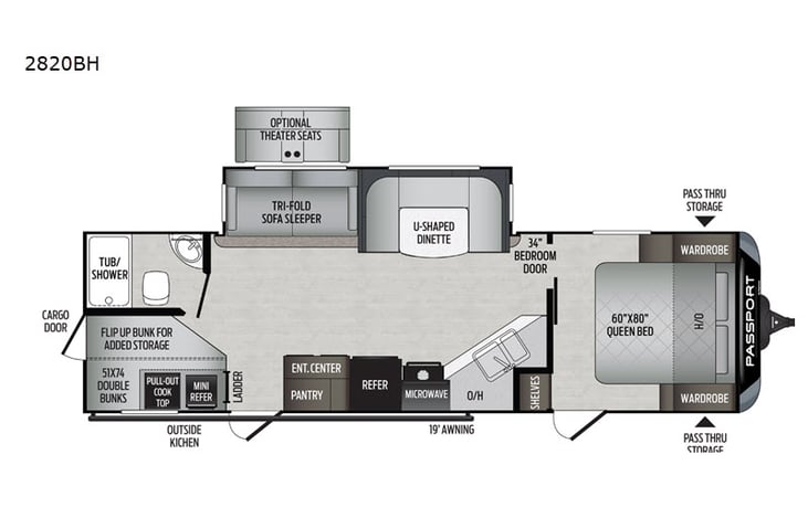 Representative floor plan provided by a trusted RVshare partner.