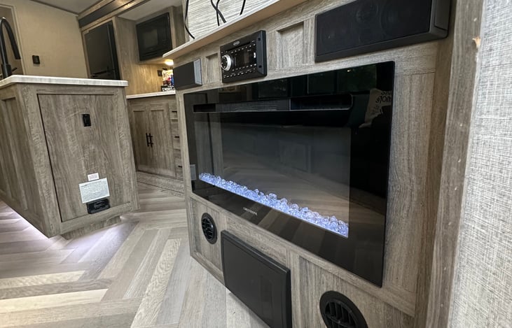 Cozy up next to the electric fireplace while you enjoy a beautiful Colorado winter!