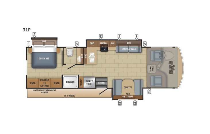 Representative floor plan provided by a trusted RVshare partner.