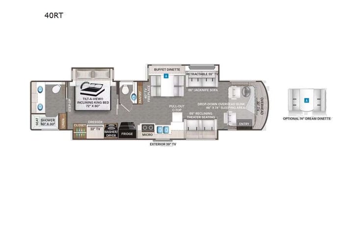 Representative floor plan provided by a trusted RVshare partner.