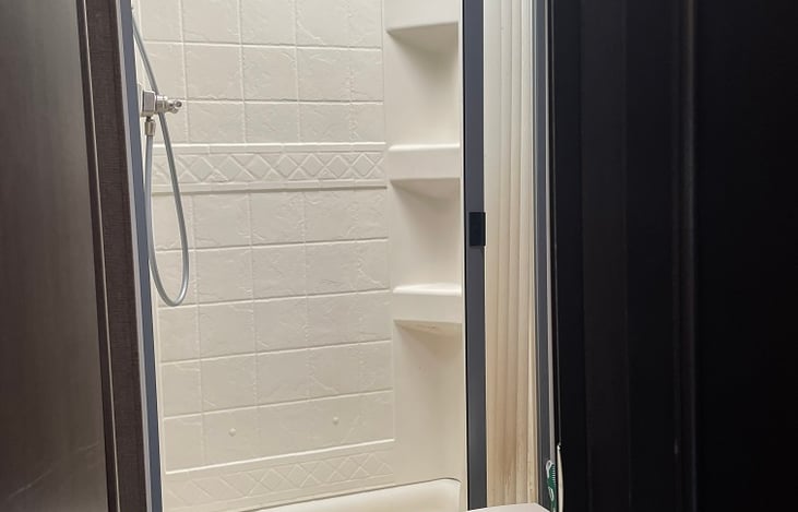 Bathroom and shower.