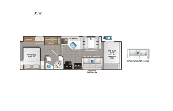 Representative floor plan provided by a trusted RVshare partner.