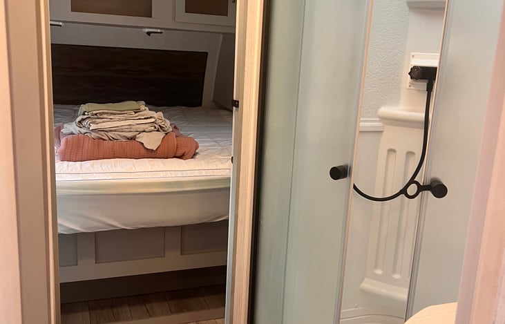 Main bathroom includes shower