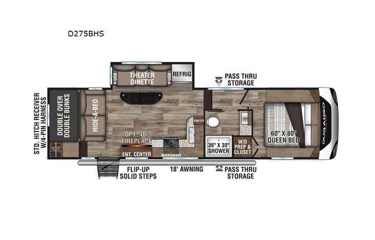 Representative floor plan provided by a trusted RVshare partner.