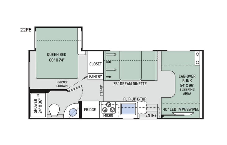 Representative floor plan provided by a trusted RVshare partner.