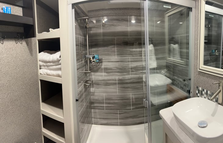 Bathroom with full size shower