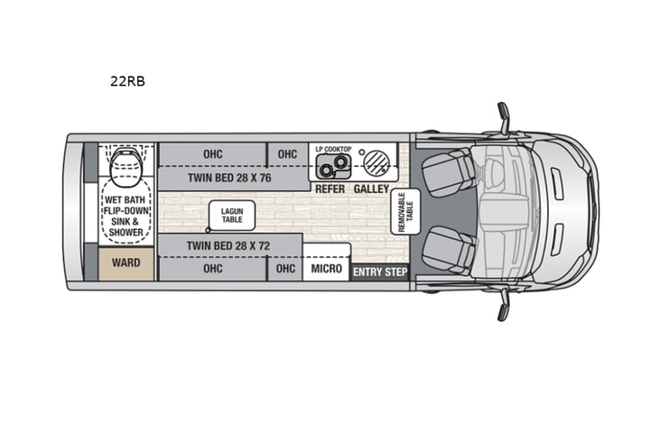 Representative floor plan provided by a trusted RVshare partner.