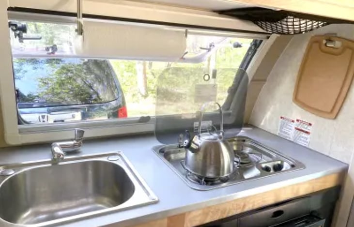 Use the sink for hot and cold water, washing dishes, or just cleaning up.