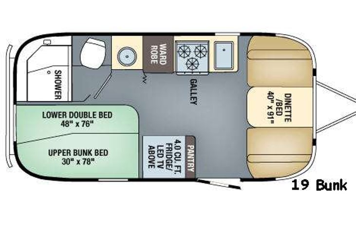 Representative floor plan provided by a trusted RVshare partner.