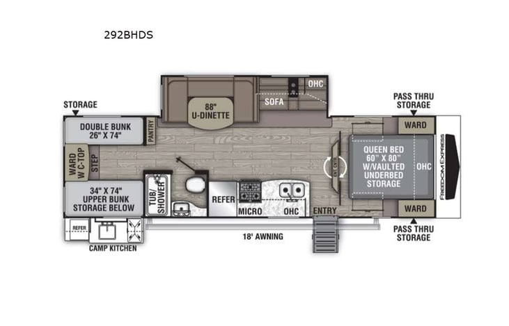 Representative floor plan provided by a trusted RVshare partner.