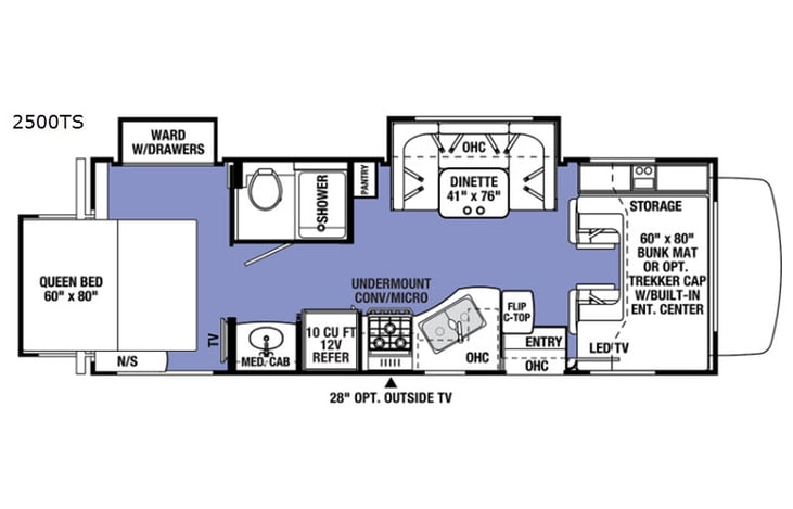 Representative floor plan provided by a trusted RVshare partner.