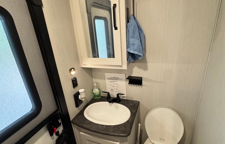 1/2 bath accessible from outside and inside.