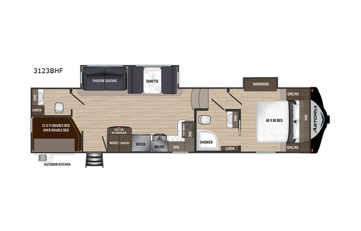 Representative floor plan provided by a trusted RVshare partner.