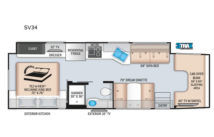 Representative floor plan provided by a trusted RVshare partner.