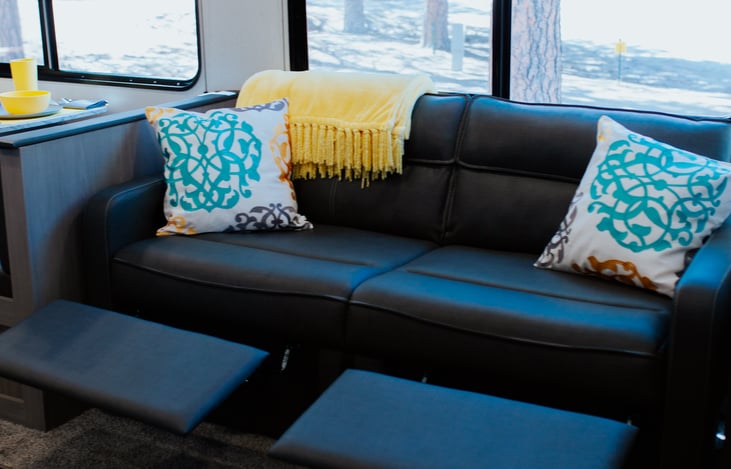 Sofa with foot rests extended