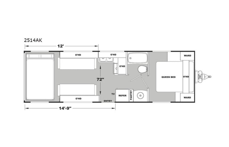 Representative floor plan provided by a trusted RVshare partner.