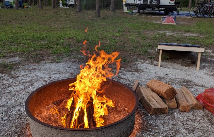 Campfire packages including firewood and fire starters available for add-ons.