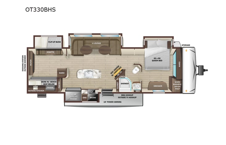 Representative floor plan provided by a trusted RVshare partner.