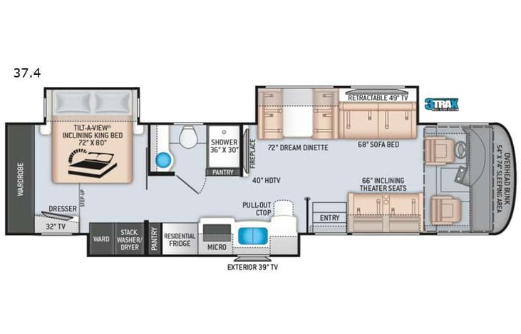 Representative floor plan provided by a trusted RVshare partner.