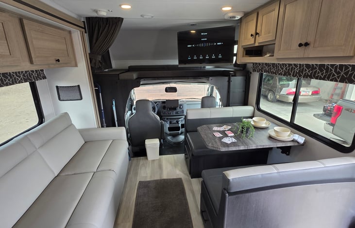 Living Area. Storage through out cabin.