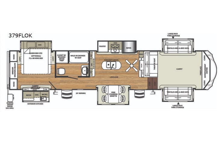 Representative floor plan provided by a trusted RVshare partner.