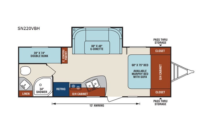 Representative floor plan provided by a trusted RVshare partner.