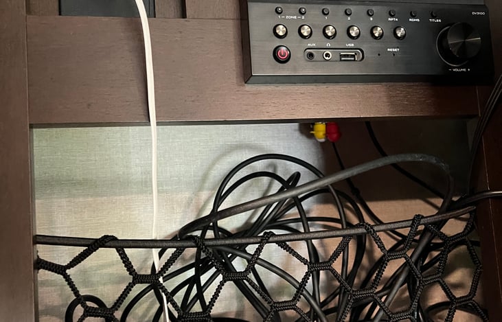 The radio powers the speakers inside and outside!