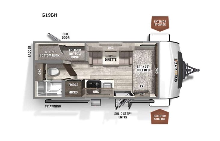 Representative floor plan provided by a trusted RVshare partner.