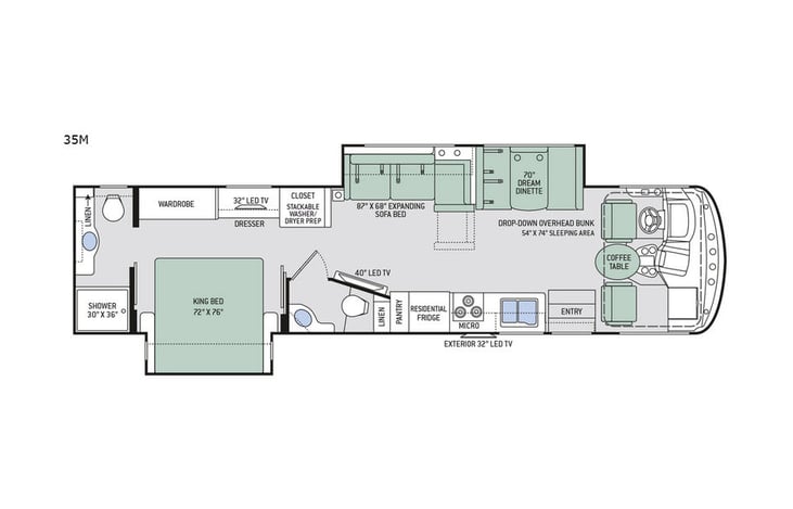 Representative floor plan provided by a trusted RVshare partner.