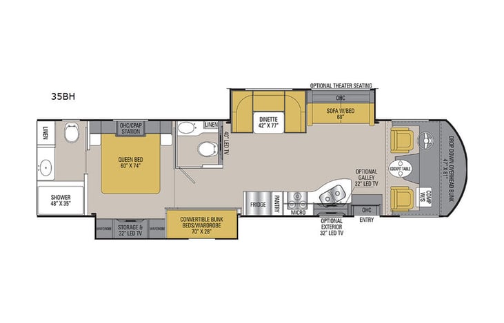 Representative floor plan provided by a trusted RVshare partner.