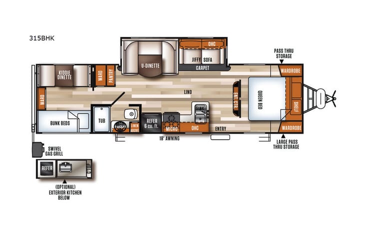 Representative floor plan provided by a trusted RVshare partner.