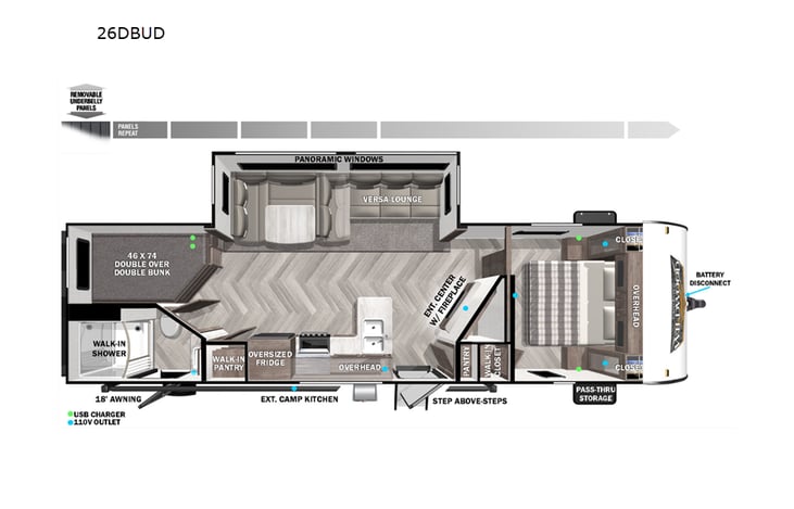Representative floor plan provided by a trusted RVshare partner.