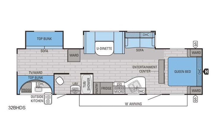 Representative floor plan provided by a trusted RVshare partner.