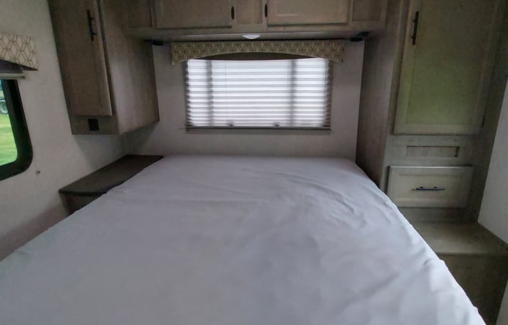 Queen bedroom with walk around bed